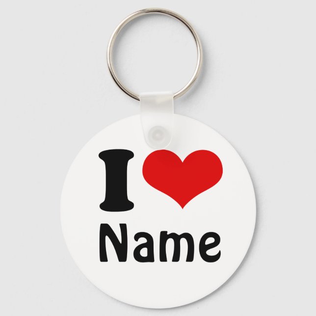 Customizable Valentines Day I love Heart Custom Key Ring (Front)