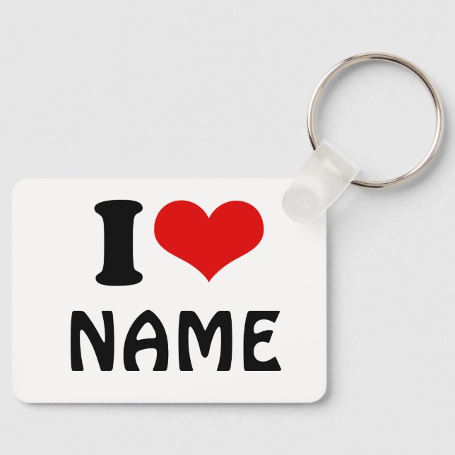 Customizable Valentines Day I love Heart Custom Key Ring (Front)