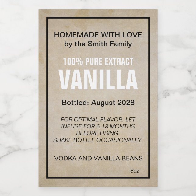 Customizable Vanilla Extract Label ZVE_07b (Single Label)