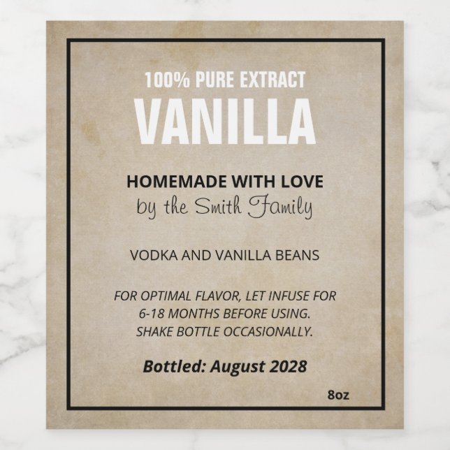 Customizable Vanilla Extract Label ZVE_07c (Single Label)