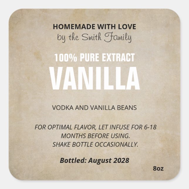 Customizable Vanilla Extract Label ZVE_07c (Front)