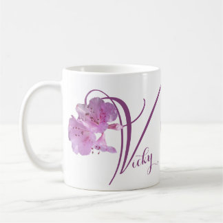 Customizable Vicky name pretty pink floral retro Coffee Mug