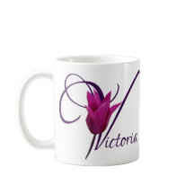 Customizable Victoria name purple tulip floral 