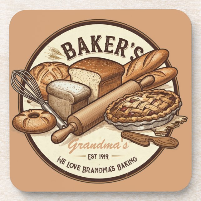 Customizable Vintage Baker’s Hard Plastic Coaster (Front)