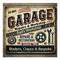 Customizable Vintage Garage Glossy Poste