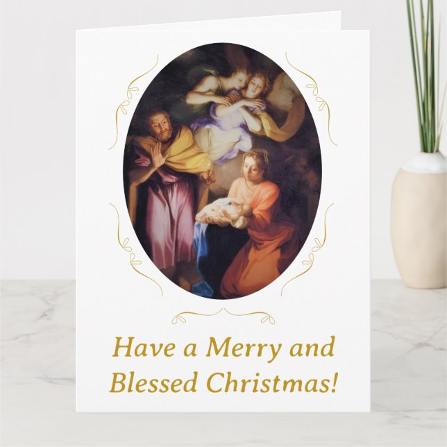 Customizable Vintage Nativity Christmas Card (Front)