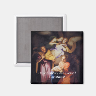 Customizable Vintage Nativity Christmas Magnet