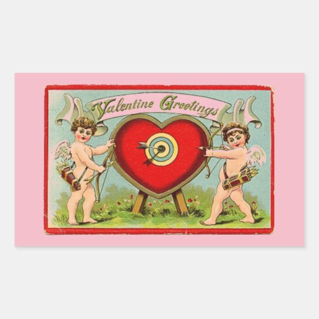 CUSTOMIZABLE VINTAGE VALENTINE CUPID Sticker (Front)