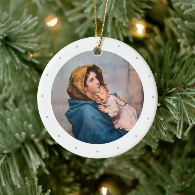 Customizable Virgin Mary Christmas Ceramic Tree Decoration (Tree)