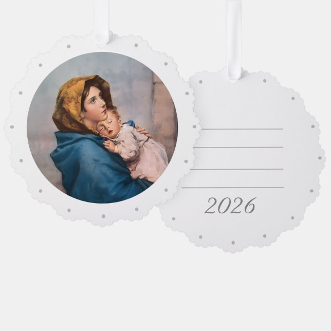 Customizable Virgin Mary Paper Ornament Card (Front/Back)