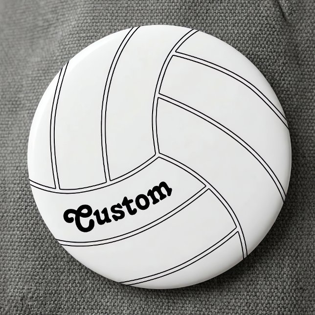 CUSTOMIZABLE Volleyball Round Button Pin (Personalized volleyball button pin with custom volleyball player name, team name or text.)