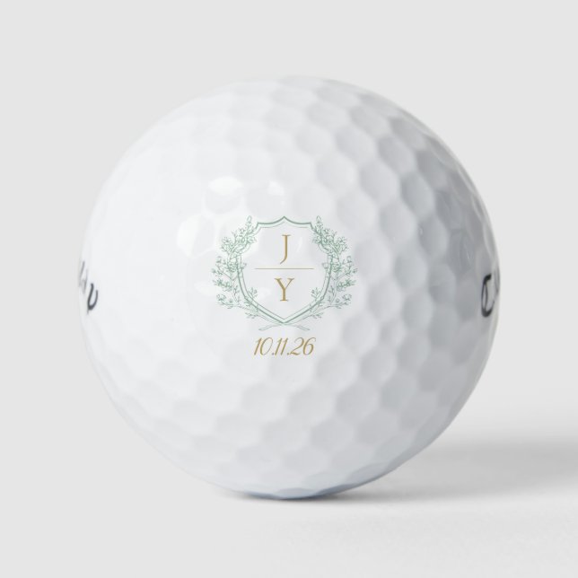 Customizable Wedding Monogram with Initials & Date Golf Balls (Front)
