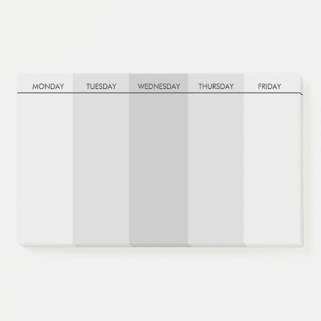 Customizable Weekday To-Do Note Pad (Front)
