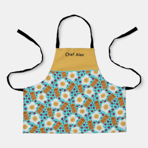 Customizable Whimsical Eggs and Bacon All-Over Apron