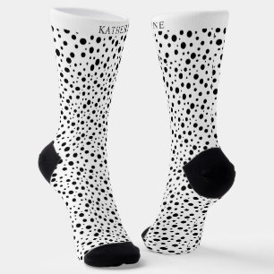 Customizable White and Black Polka Dot Design Socks
