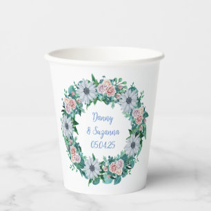 Customizable Wreath Wedding Paper Cups