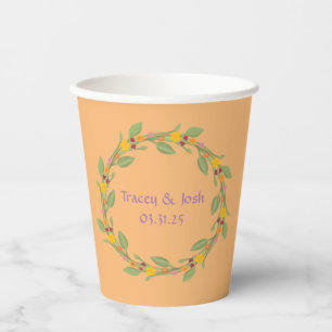 Customizable Wreath Wedding Paper Cups