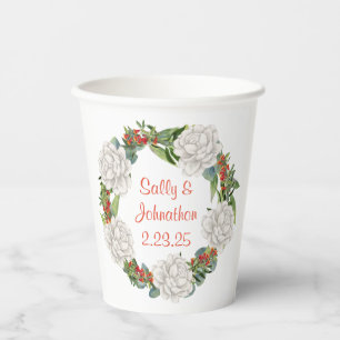Customizable Wreath Wedding Paper Cups