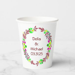 Customizable Wreath Wedding Paper Cups