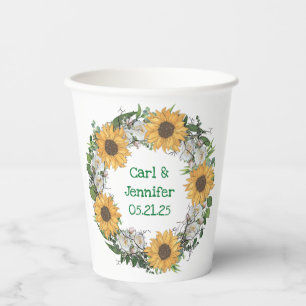 Customizable Wreath Wedding Paper Cups