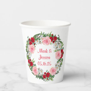 Customizable Wreath Wedding Paper Cups