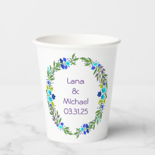 Customizable Wreath Wedding Paper Cups