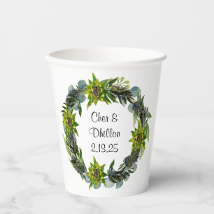 Customizable Wreath Wedding Paper Cups