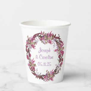 Customizable Wreath Wedding Paper Cups
