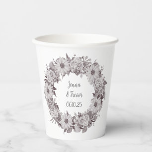 Customizable Wreath Wedding Paper Cups