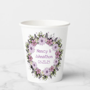 Customizable Wreath Wedding Paper Cups