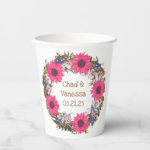 Customizable Wreath Wedding Paper Cups