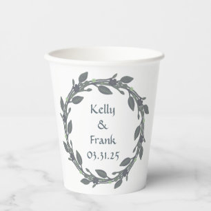 Customizable Wreath Wedding Paper Cups