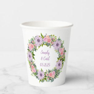 Customizable Wreath Wedding Paper Cups