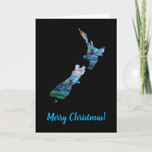 CUSTOMIZABLE XMAS NEW ZEALAND MAP PAUA CARD