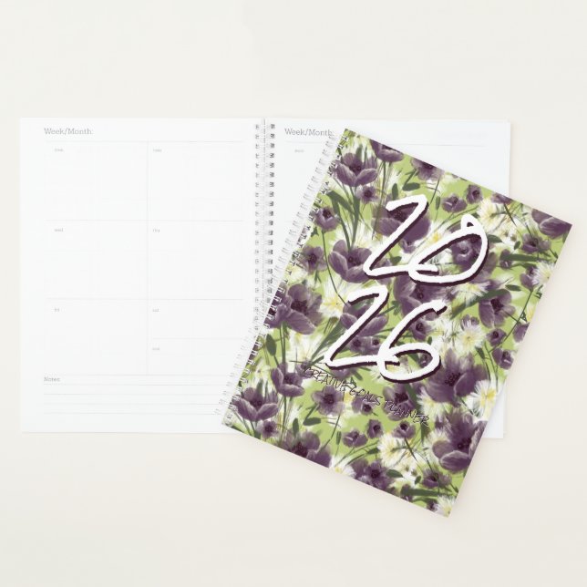 Customizable Year 2025  Purple Poppies Planner (Display)