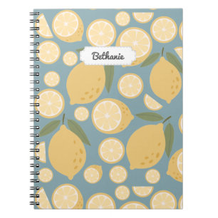 Customizable Yellow Lemon Seamless Pattern Notebook