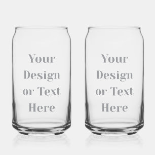Customizable Your Design or Text Here Personalized Can Glass