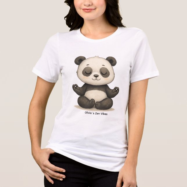 Customizable Zen Vibes Baby Panda Ladies Tri-Blend Shirt (Front)