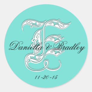 Customizble Colour - Letter "E" Wedding Classic Round Sticker
