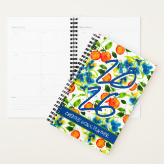 Customize 2026 Oranges & Blue Blossoms Planner