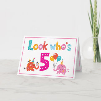 Customize 5th Birthday Card For a Girl