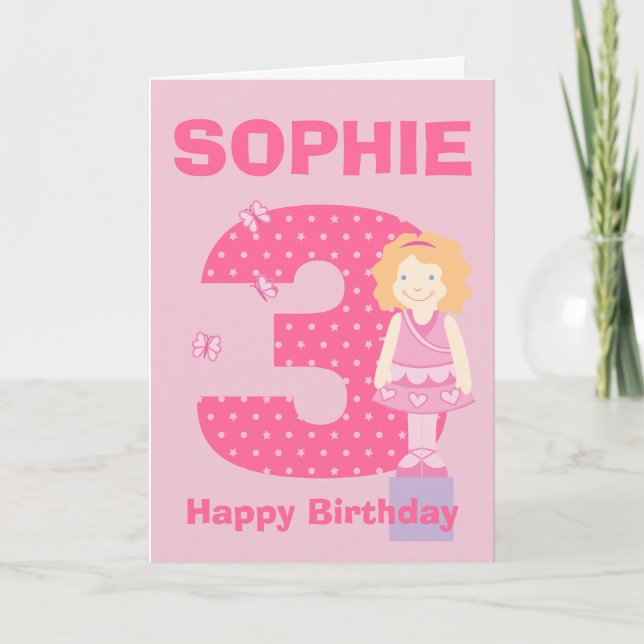 Customize age and name girl's birthday card (Front)