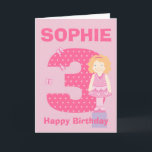 Customize age and name girl's birthday card<br><div class="desc">Pink girl's birthday card where you can change the name,  number,  greeting and inside message to personalize. Also available as an invitation:</div>