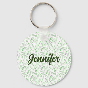 CUSTOMIZE   Beautiful Simple Green Leaves Pattern Key Ring
