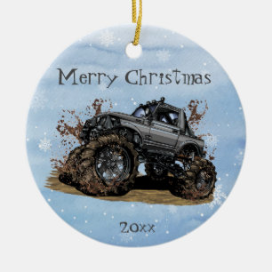 Customize Big Monster truck Off Road Adventure  Ceramic Tree Decoration