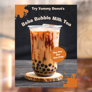 Customize Bubble Boba Tea Donut Shop Promo