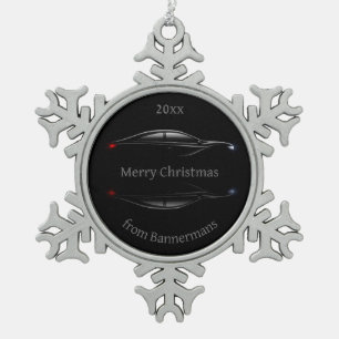 Customize Dated Christmas Sports Car Automobile   Snowflake Pewter Christmas Ornament