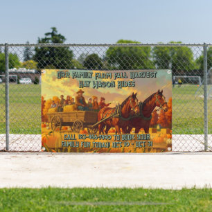 Customize Farm Fall Harvest Horse Drawn Wagon Ride Banner