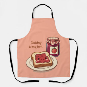 [Customize] is my jam - cute jam and toast cartoon Apron