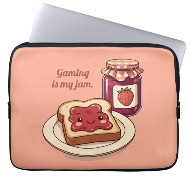 [Customize] is my jam - cute jam and toast cartoon Laptop Sleeve (Front)